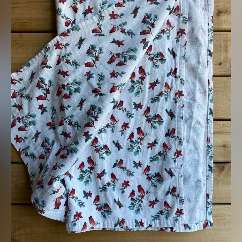 Martha Stewart Flannel Winter Cardinal Bed Flat Top Sheet